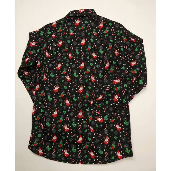 Christmas print Button Front Men's S Shirt long sleeve Simon Banks - Picture 2 of 2